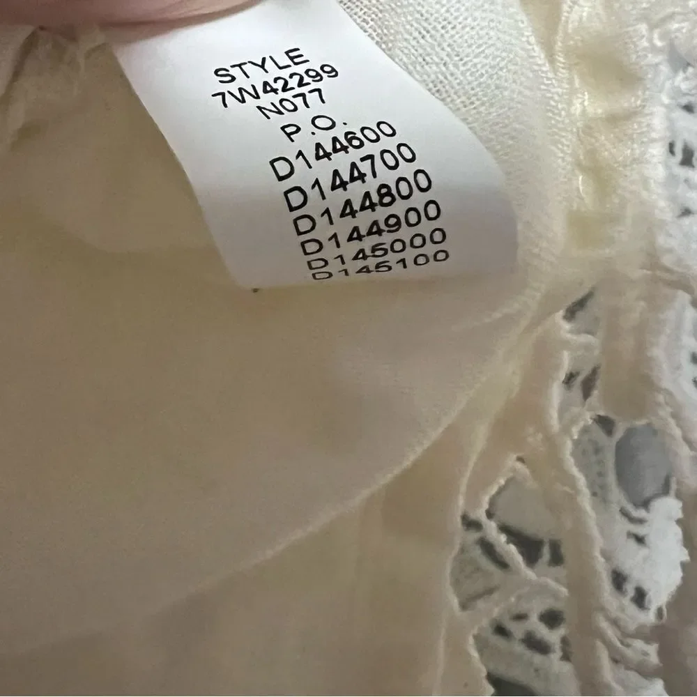 Lucky Brand Ivory Lace Eyelet Overlay Sleeveless Tank Top Fairy Tunic Shell M